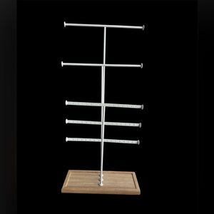 Umbra White Jewelry Stand with Wooden Base